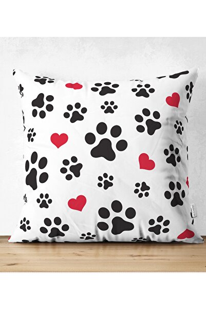 Realhomes غطاء وسادة من جلد الغزال ذو وجهين مطبوع رقميًا بنمط بصمة الكلب