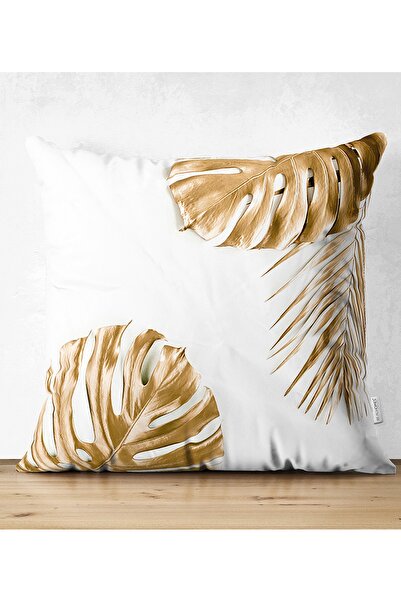 Realhomes Çift Taraflı 3d Altın Renkli Palmiye Yaprakları Desenli Dekoratif S...