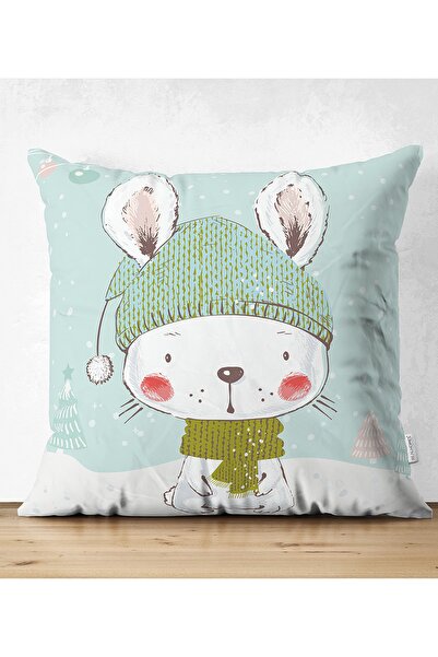 Realhomes Winter Rabbit Purple Digital Printed Children's Room Pillow Cushion...