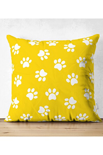 Realhomes Sarı Zeminli Pati Resimli Çift Taraflı Dijital Baskılı Dekoratif Sü...