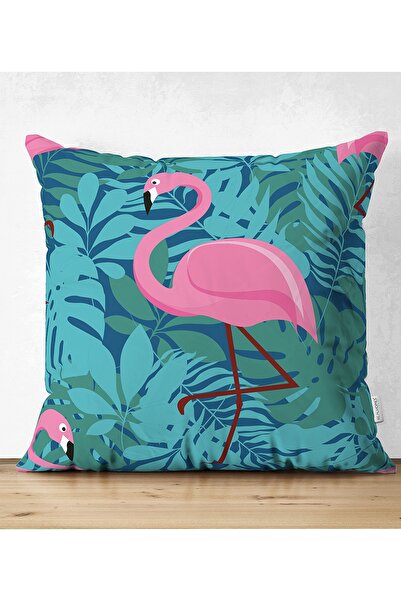 Realhomes غطاء وسادة من جلد الغزال مطبوع رقميًا بنمط فلامنغو مزدوج الجوانب