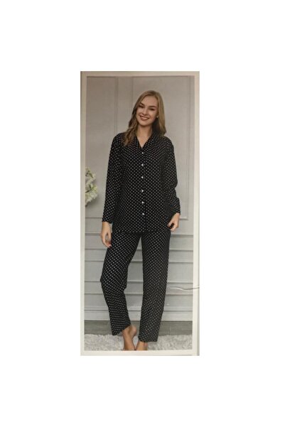 Işılay Black Pajama Set - Polka Dot