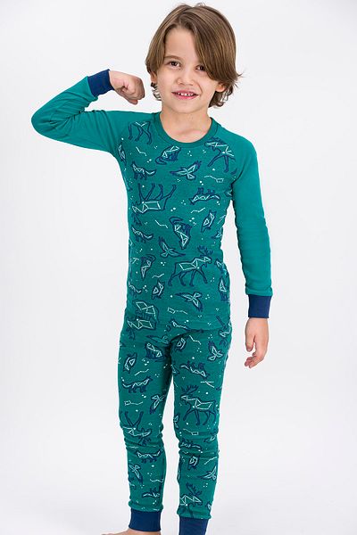 ROLY POLY Rolypoly Animals Skeleton Dark Green Boy's Pajama Set