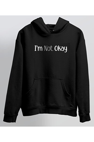 venüsdijital Unisex crna majica sa kapuljačom "I Am Not Okay" Štampano