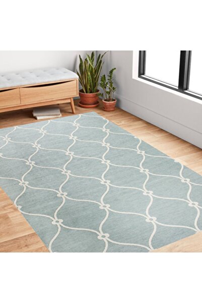 GizHome Attika Kaymaz Tabanlı Halı 80x150 Mavi D7-1672