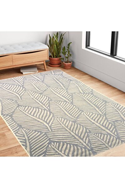 GizHome Attika Kaymaz Tabanlı Halı 140x200 Mavi D7-1810