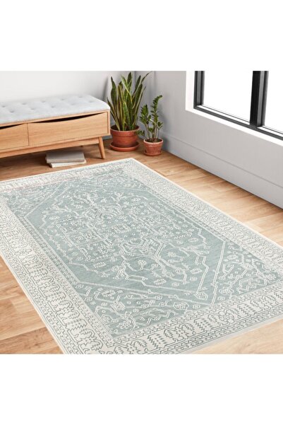 GizHome Attika Kaymaz Tabanlı Halı 160x230 Mavi D7-1870
