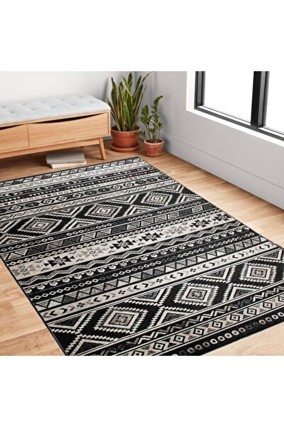 GizHome Attika Kaymaz Tabanlı Halı 160x230 Siyah 27-1867