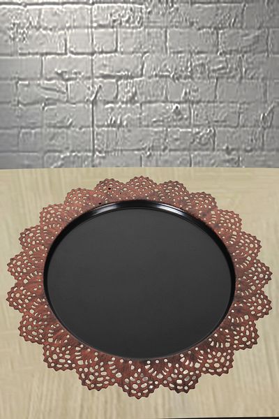VENON Home Metal Tray Patterned Black Copper (corner)