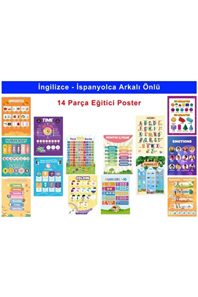 Üze Yayınları Ingilizce&ispanyolca Arkalı Önlü 14 Eğitici Poster