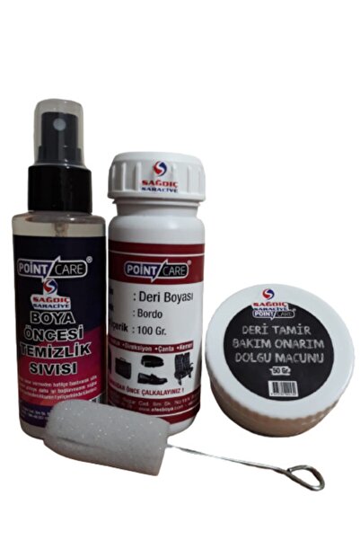 A POINT Point Care Siyah Deri Döşeme Ayakkabı Boyası Temizlik Sıvısı Ve Point Care Deri Çatlak Tamir Macunu