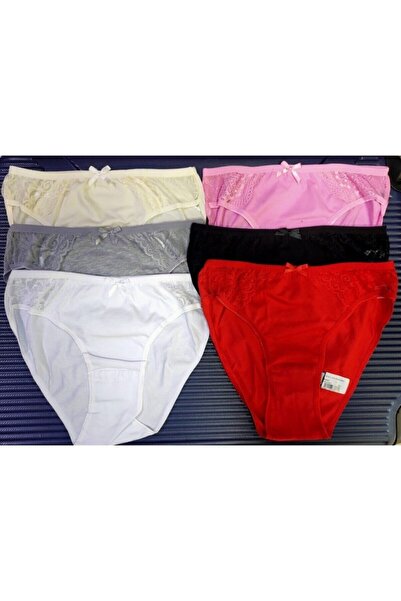Tutku Kadın 6'lı Paket Karışık Renk Dantelli Bikini Külot