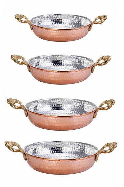 Miray hediyelik Double Handle Copper Pan Set of 4