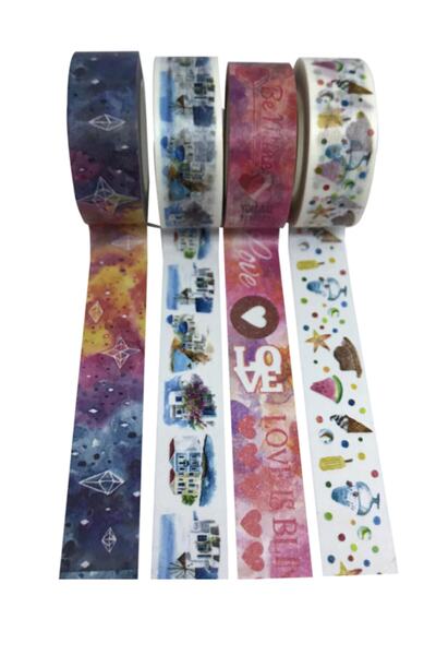 Vox Art - Japon Washi Dekor Bant Seti, 4' Lü 1.5cm X 10mt (wsb4-1)