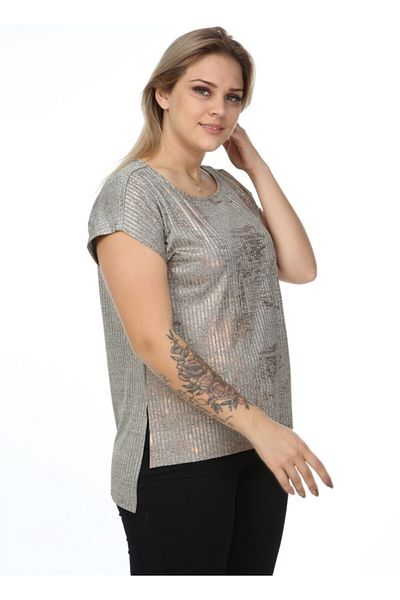 Seamoda Women's Brown Sleeveless Glitter Printed Camisole Tshirt