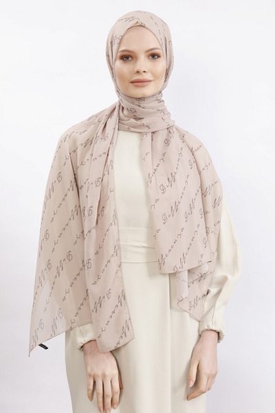 Differenza Beige Logo Shawl