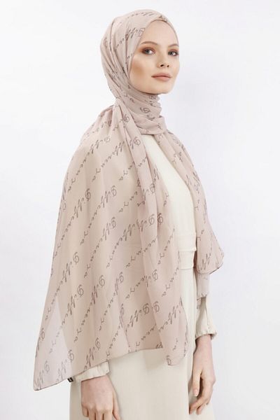 Differenza Beige Logo Shawl
