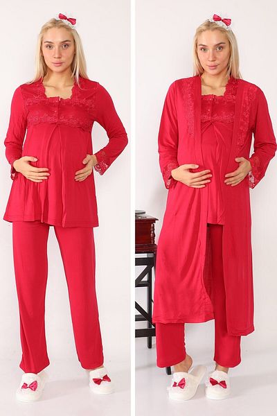 lohusahamile Women's Long Maternity Pajamas with Dressing Gowns 2601