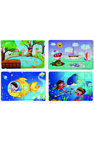 MAKETÇİNİZ 4 Adet 24 Parça Ahşap Puzzle Yapboz Set-4