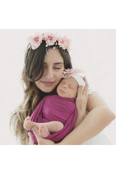 Şeker Tadında Tasarımlar Pink Maternity Crown Slippers Baby Band Set