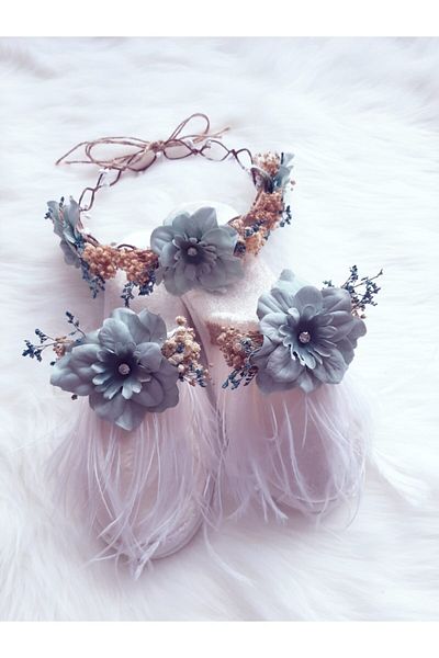 Şeker Tadında Tasarımlar Water Green Maternity Crown Slippers Set