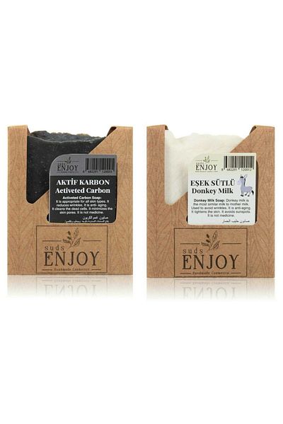 Enjoy Natural Activated Carbon - Handmade Face, Hair and Body Soap with Donkey Milk (Pack of two)