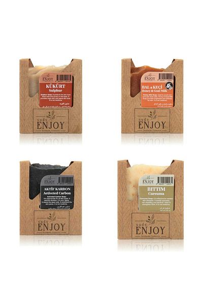 Enjoy Natural Soap Sulfur Honey & Goat Milk Activated Carbon Bıttım Hand Face Hair And Body Soap