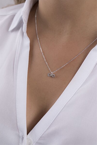 Sortie Aksesuar Women's Silver Color Infinity Figured Zircon Necklace 021