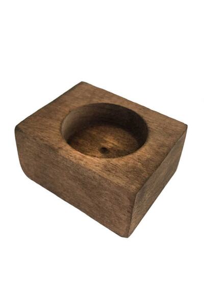 Genel Markalar Ağaç Kütük Tealight Mumluk Kare Kahverengi Pk:1 En:6,5cm Boy:3cm