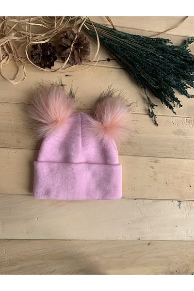 MARSEL BUTİK Pink Pompom Detailed Baby Beanie