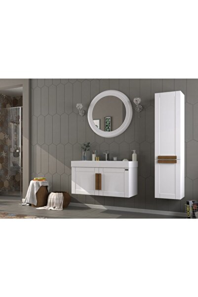 Pierre Cardin Mat Beyaz Banyo Dolabı Pio 85 cm