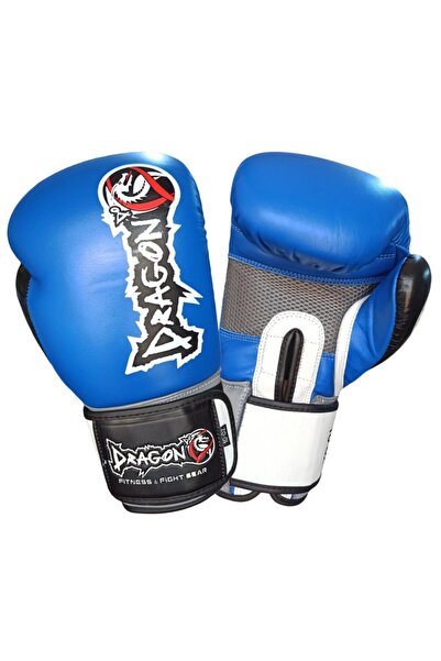 Dragon Deri Unisex Mavi  Deri Muay Thai Ve Kick Boks Eldiveni Mavi
