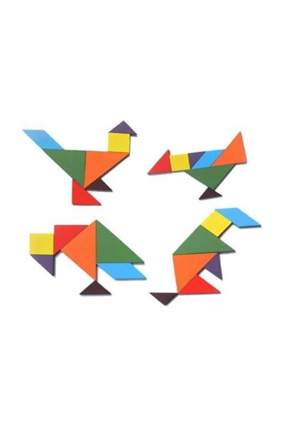 Akropolis 7 Parça Eğitici Renkli Ahşap Orta Boy Tangram Akıl Zeka Mantık Ve Strateji Oyunu