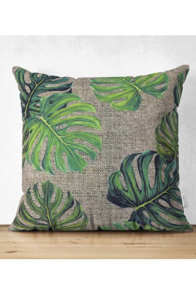 Realhomes Çift Taraflı Çuval Zeminli Palmiye Yaprakları Özel Tasarım Süet Yas...