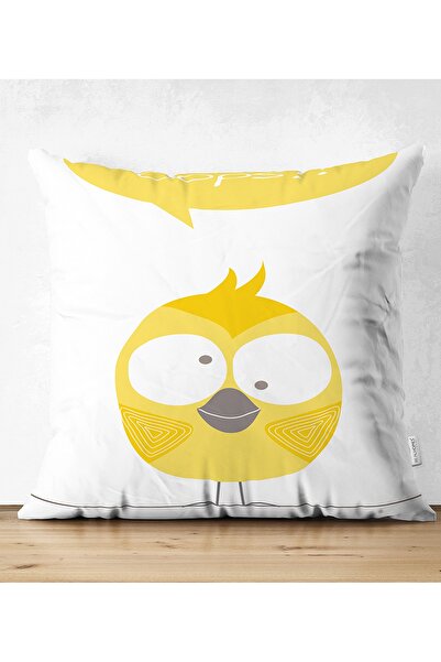 Realhomes Pasăre galbenă cu două fețe pe podea gri, imprimată digital pentru ...