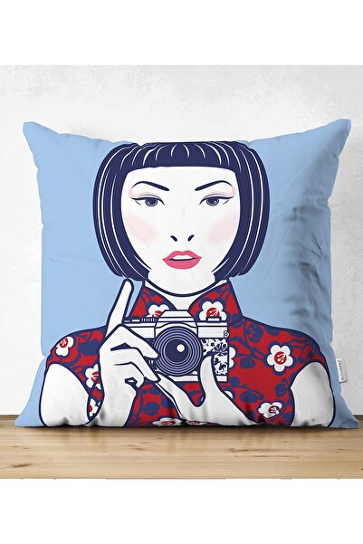 Realhomes Navlaka za jastuk sa motivom japanske devojke koja se fotografiše
