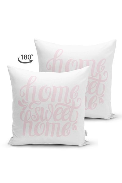 Realhomes Pudra Home Sweet Home Digital Printed Double Sided Suede Throw Pillow Cover