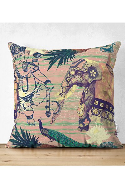 Realhomes غطاء وسادة من جلد الغزال المزخرف بتصميم خاص ذو طابع أفريقي عرقي على...