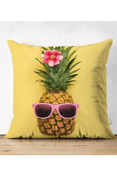 Realhomes Dvostrana žuta pozadina 3D ananas modernog dizajna, jastuk od antil...