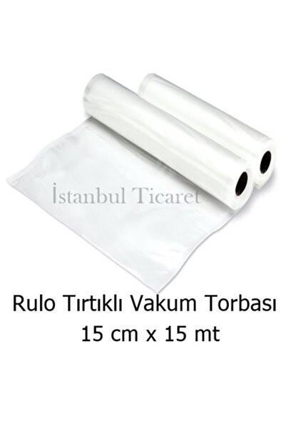 Vakur Rulo Tırtıklı Vakum Torbası-poşeti 15 Mt X 15 Cm - Çift Yüzey Tırtıklı