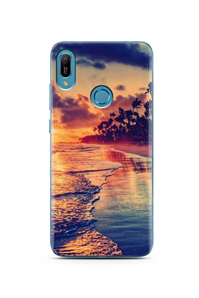 Spoyi Sahil Tasarımlı Süper Şeffaf Silikon Telefon Kılıfı Huawei Y6 Prime (2019)