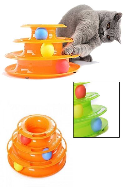DecoTown Three-Storey Tower Of Tracks Fun Cat Toy Set