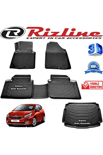 Rizline Kia Ceed 3d Paspas + 3d Bagaj Havuzu Hb 2012-2017 Arası Siyah Set