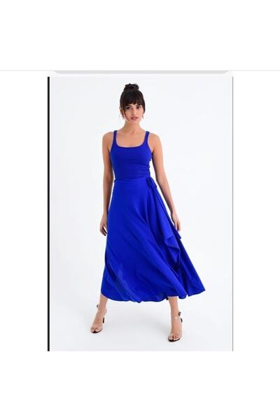 ZTO Slit Detail Cobalt Blue Skirt