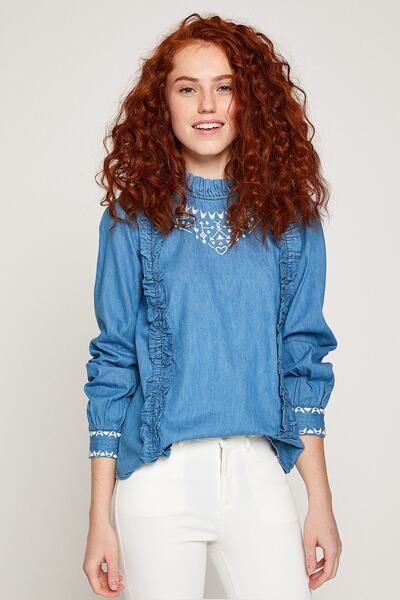 Koton Bluză de damă albastră cu model 8YAL66645UW