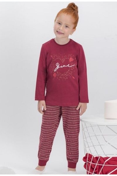 Arnetta Set pijamale cu mânecă lungă pentru fetiță Bordeaux