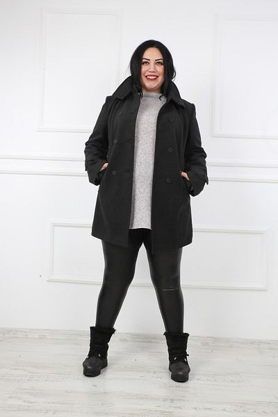 S&V TEKSTİL Women's Black Stamp Coat