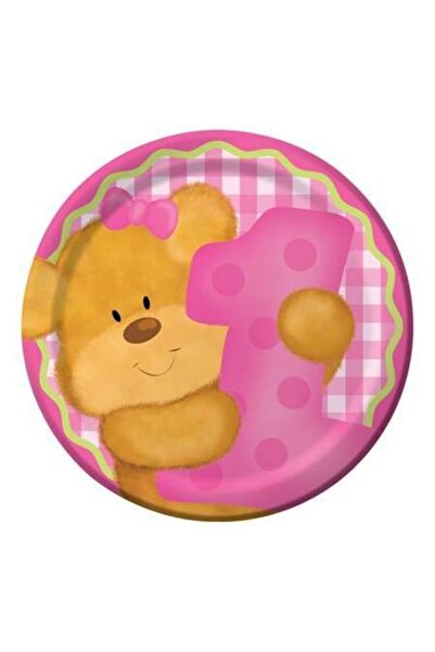Parti Dünyası 1 Yaşındayım Pembe Ayıcık Pasta Tabağı