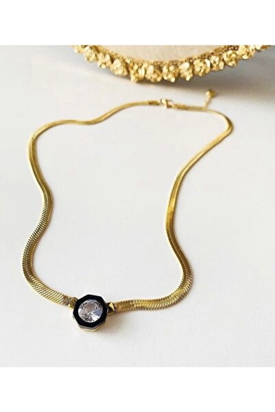 Çelik Mel’s Altın Italyan Taşlı Kolye