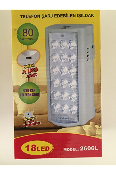 Genel Markalar 2606 Model Usb Şarj Çıkışlı Süper 18 Led Akülü Şarj Edilebilen...